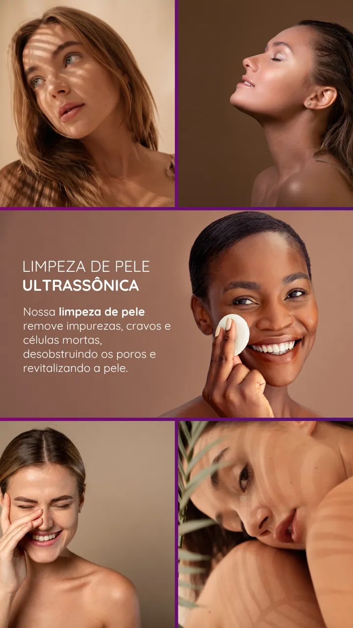 Página de limpeza de pele ultrassônica do portfólio